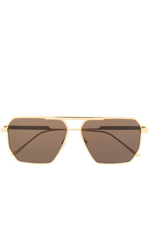 BOTTEGA VENETA Gold Frame Square Sunglasses