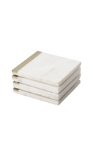 Load image into Gallery viewer, MARBLE | White Coaster w) Brass Edge
