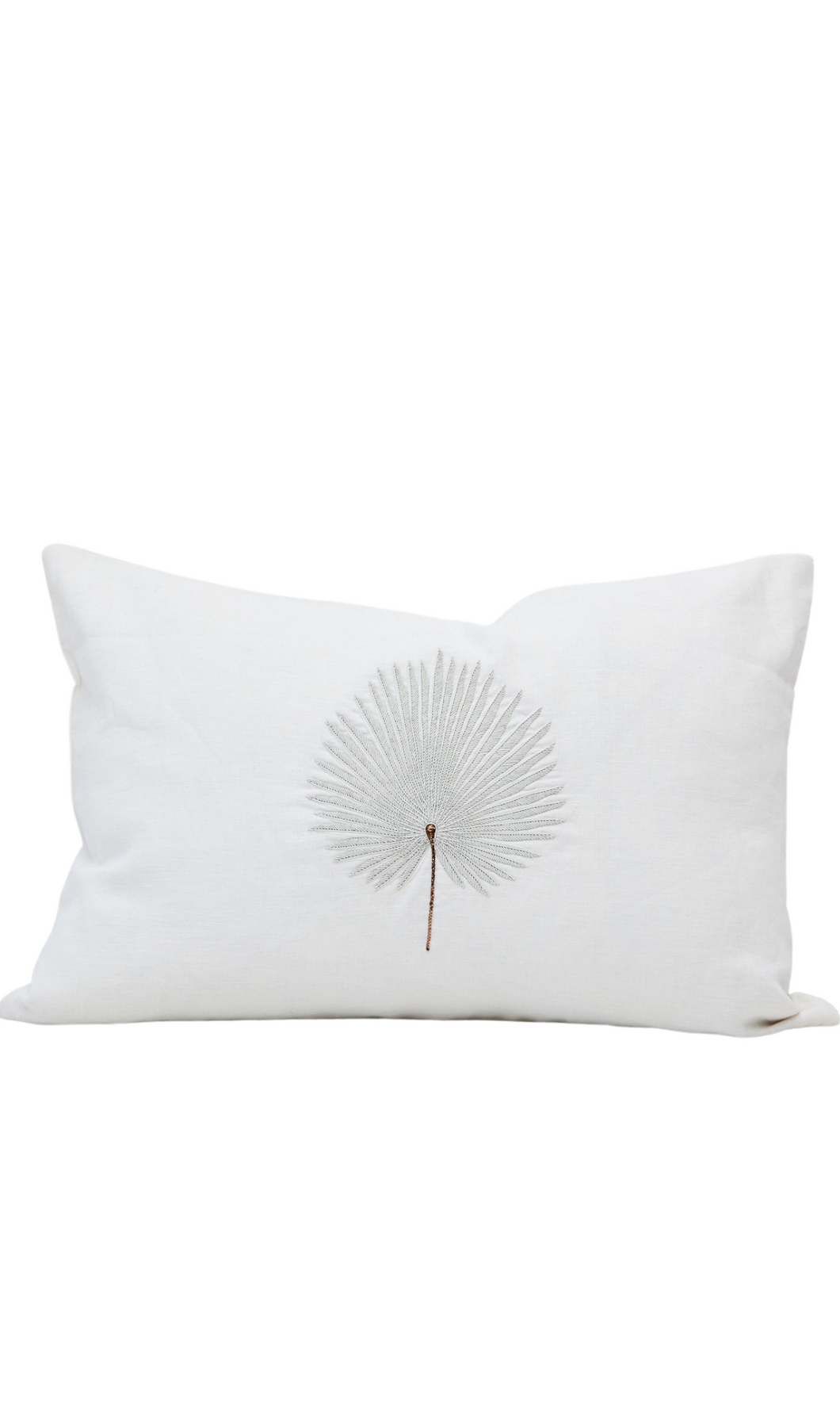 CUSHION | White Embroidered Palm