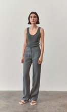 Load image into Gallery viewer, ST.AGNI Linen Mid Rise Straight Pants Castor Grey
